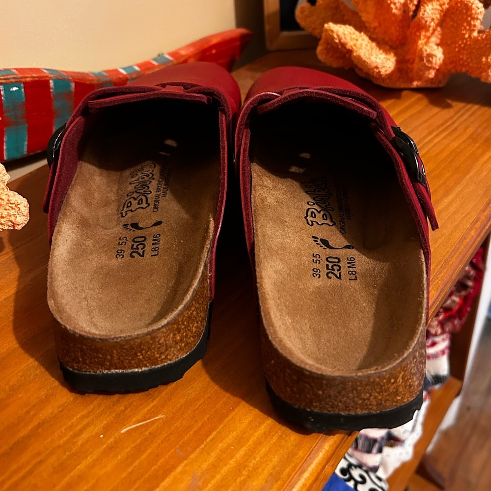 Birkenstock Red Leather Slip-On Clogs with Adjustable - Picture 4 of 4